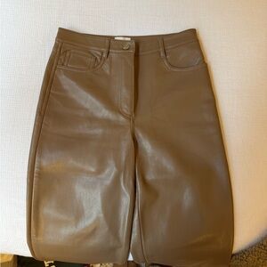 Aritzia Wilfred Brown Leather Pants